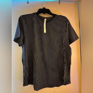 New with tags Lululemon love crew, black and white stripe size 12